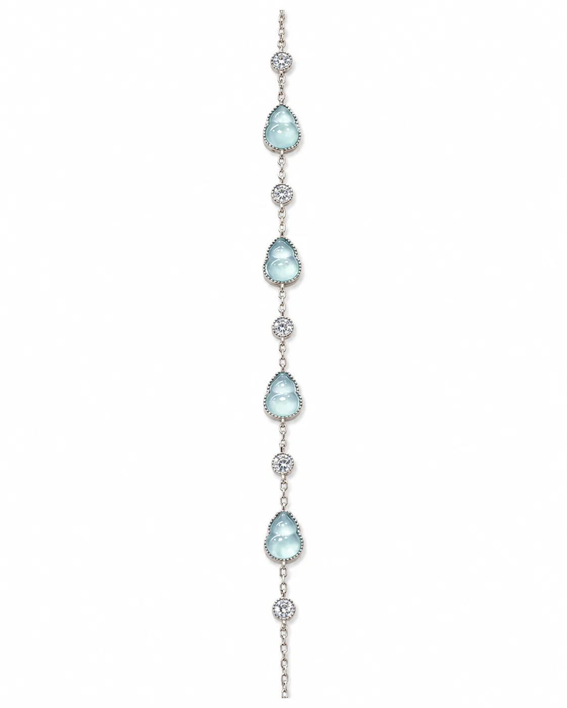冰蓝水滴银色手链