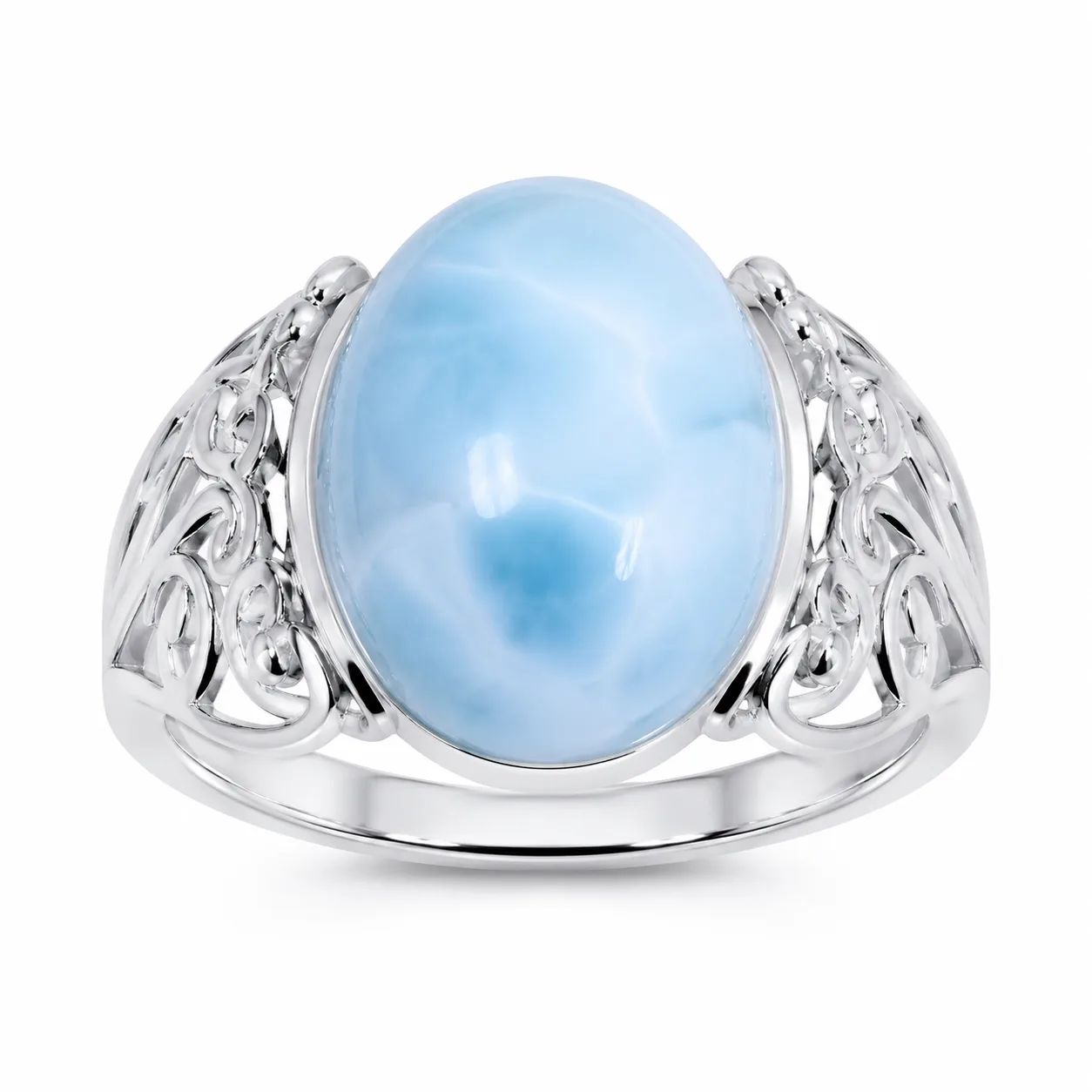 Silver Skeleton Floral Sapphire Ring