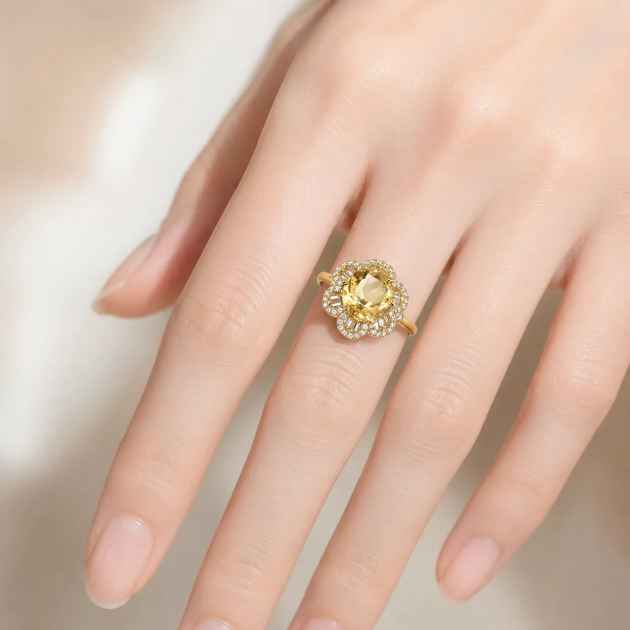 金色黃寶石花環戒指 2