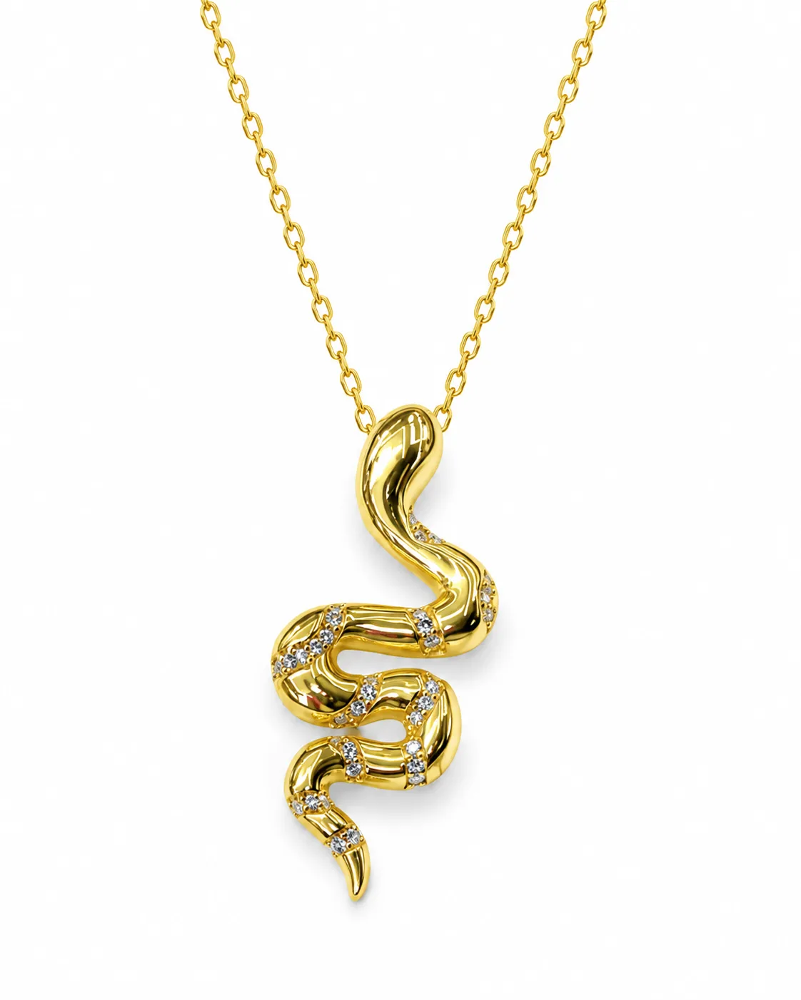 Golden Snake Pendant Necklace