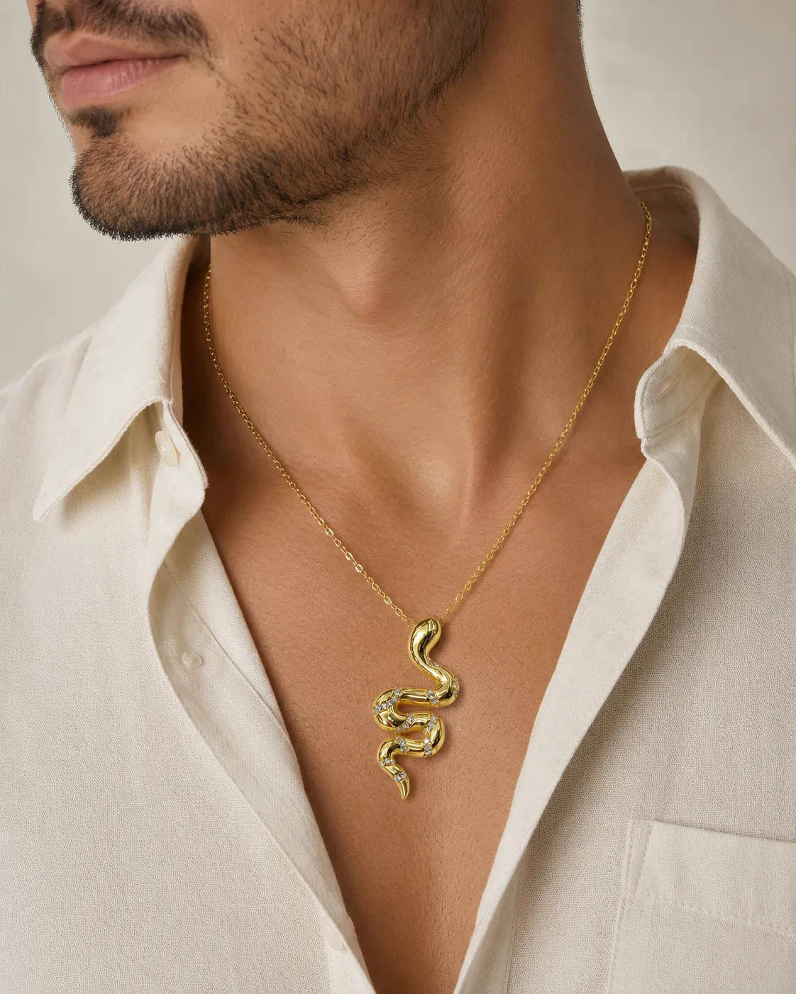 Golden Snake Pendant Necklace 2