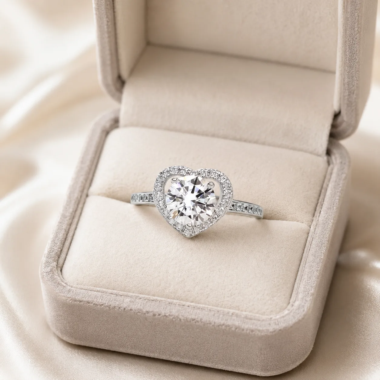 Silver Heart Stones Ring 3