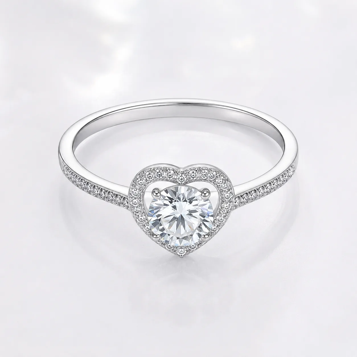 Silver Heart Stones Ring 4