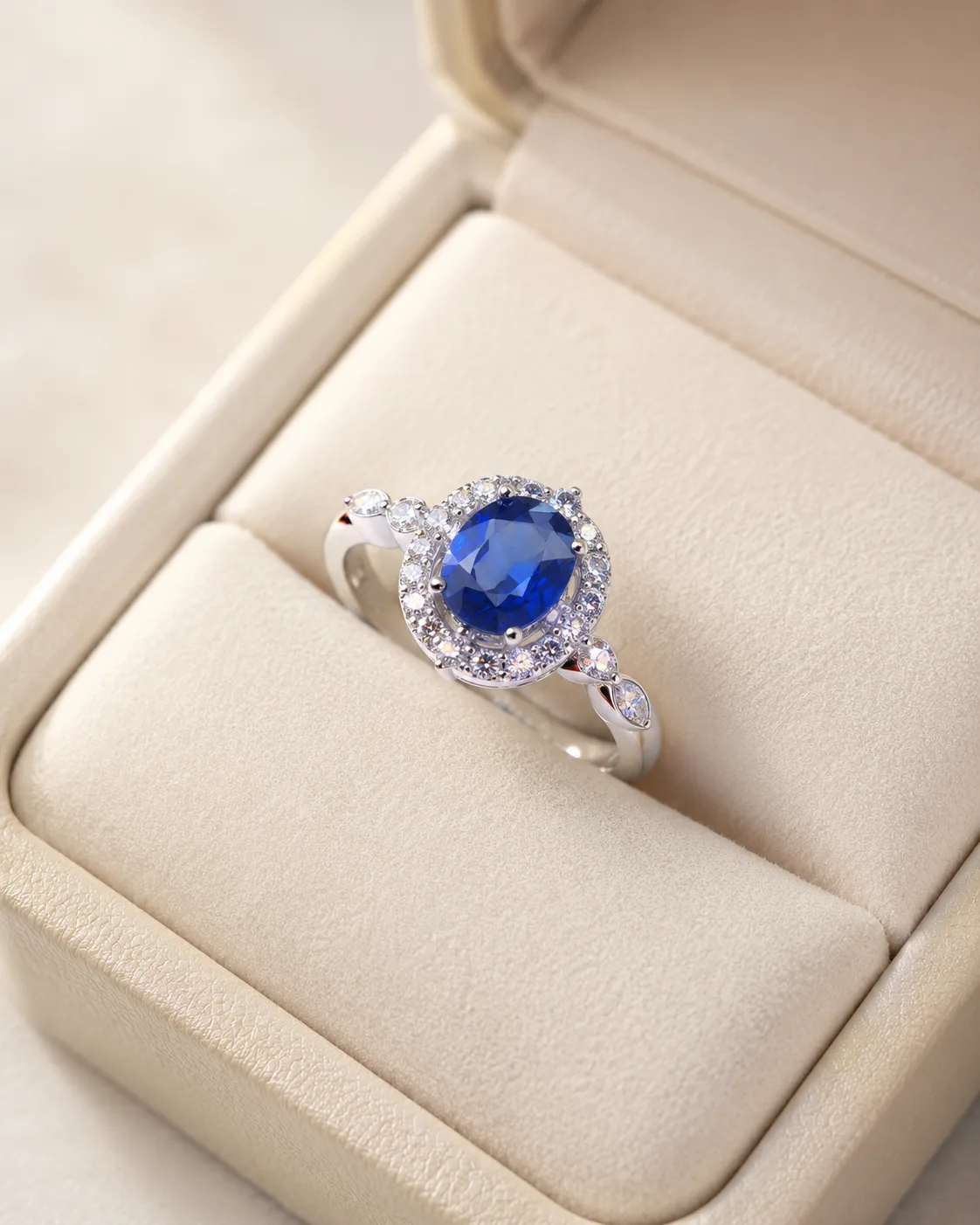 Silver Royal Blue Wreath Ring 3