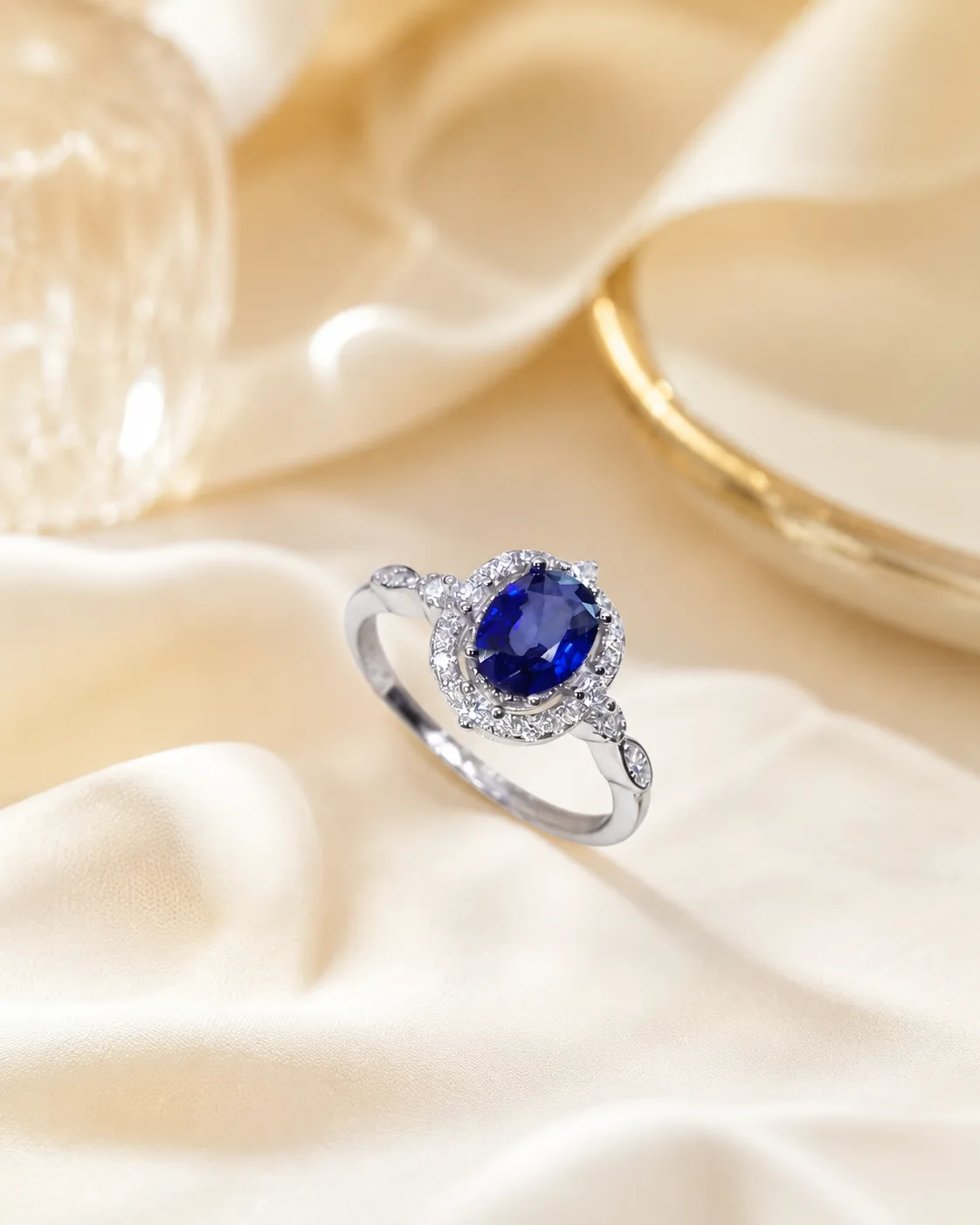 Silver Royal Blue Wreath Ring 4