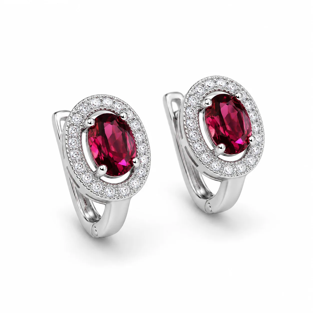 Sparkling Halo Zircon Earrings