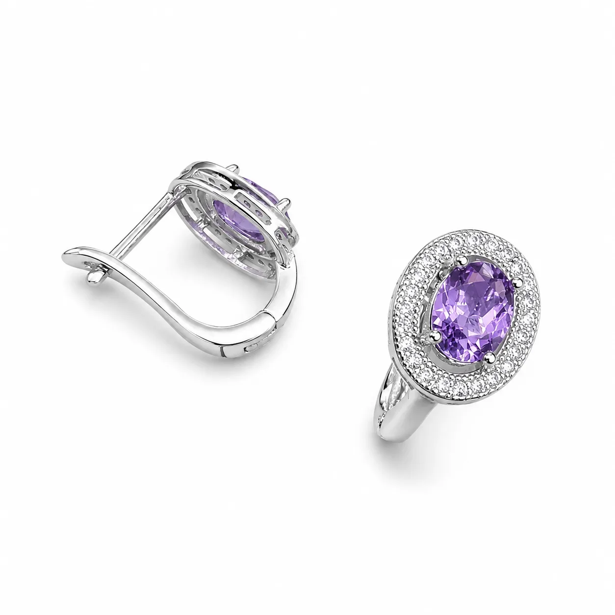 Sparkling Halo Zircon Earrings 3