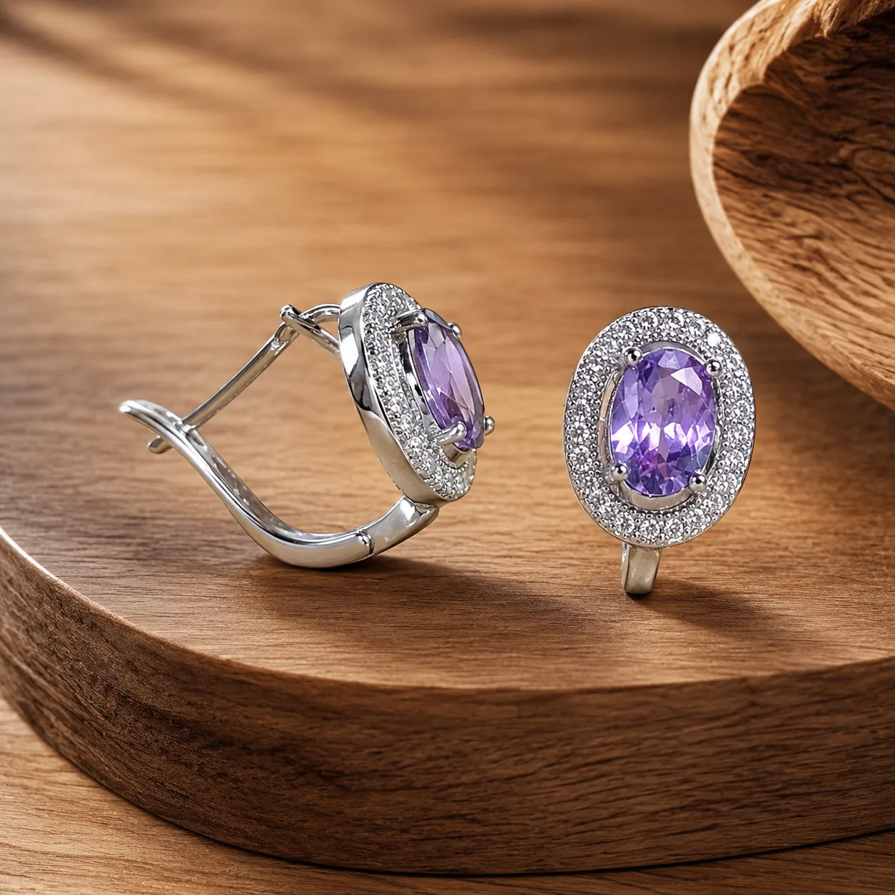 Sparkling Halo Zircon Earrings 5