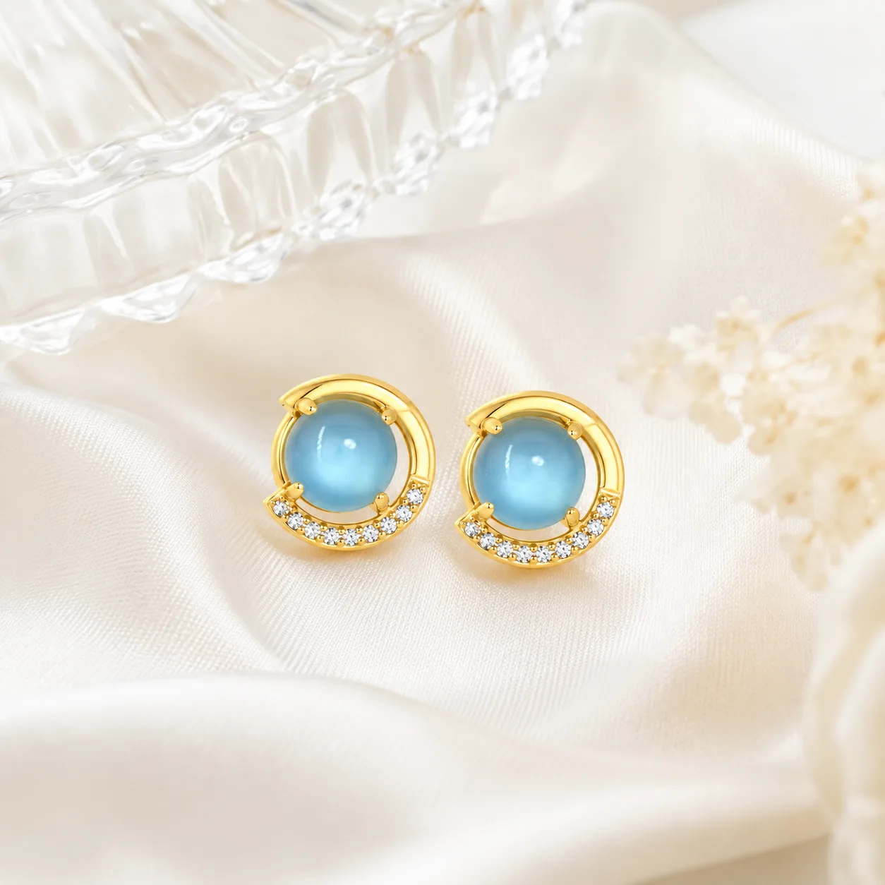 Clear Water Jade Moon Shadow Earrings 5