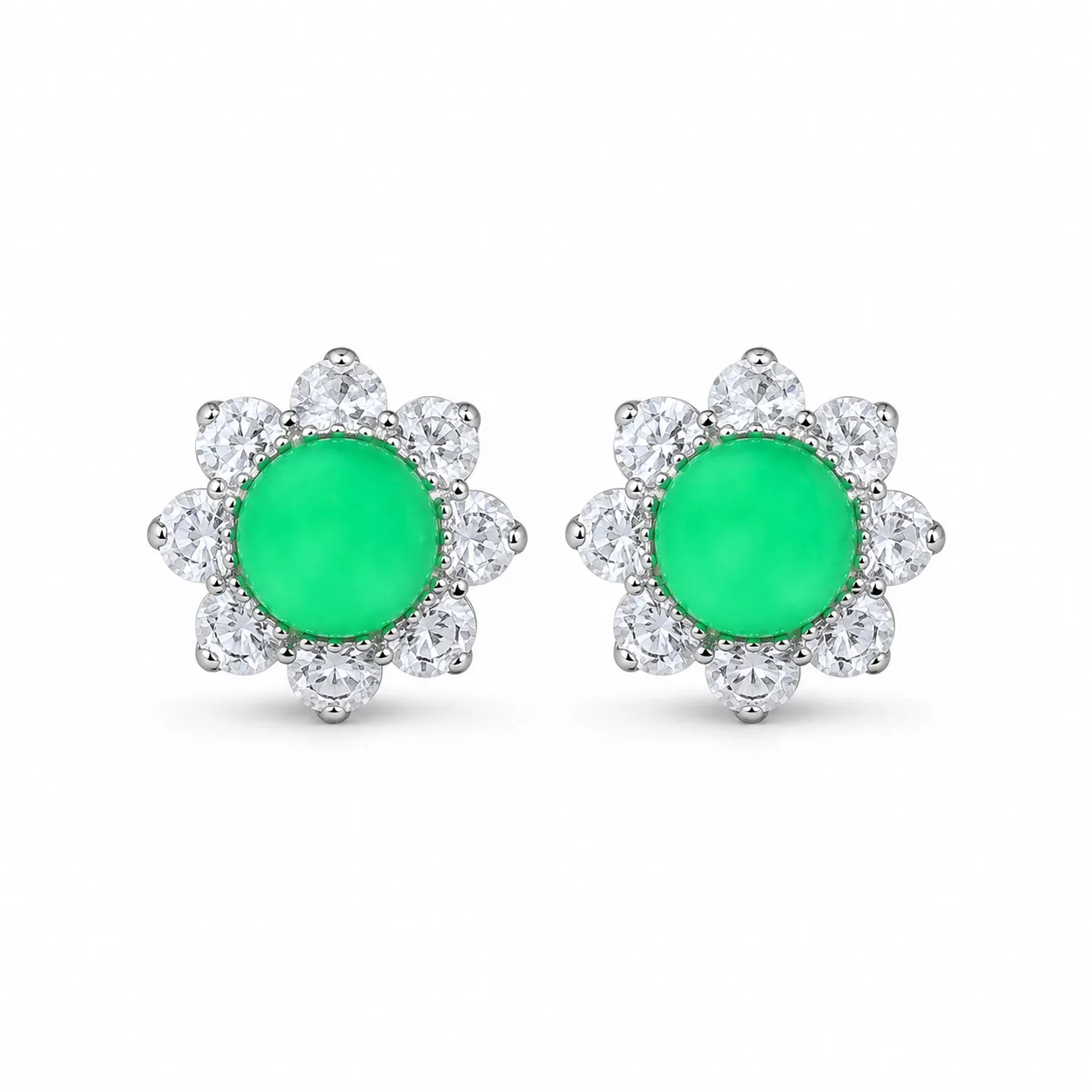 Emerald Earrings with Floral Motifs