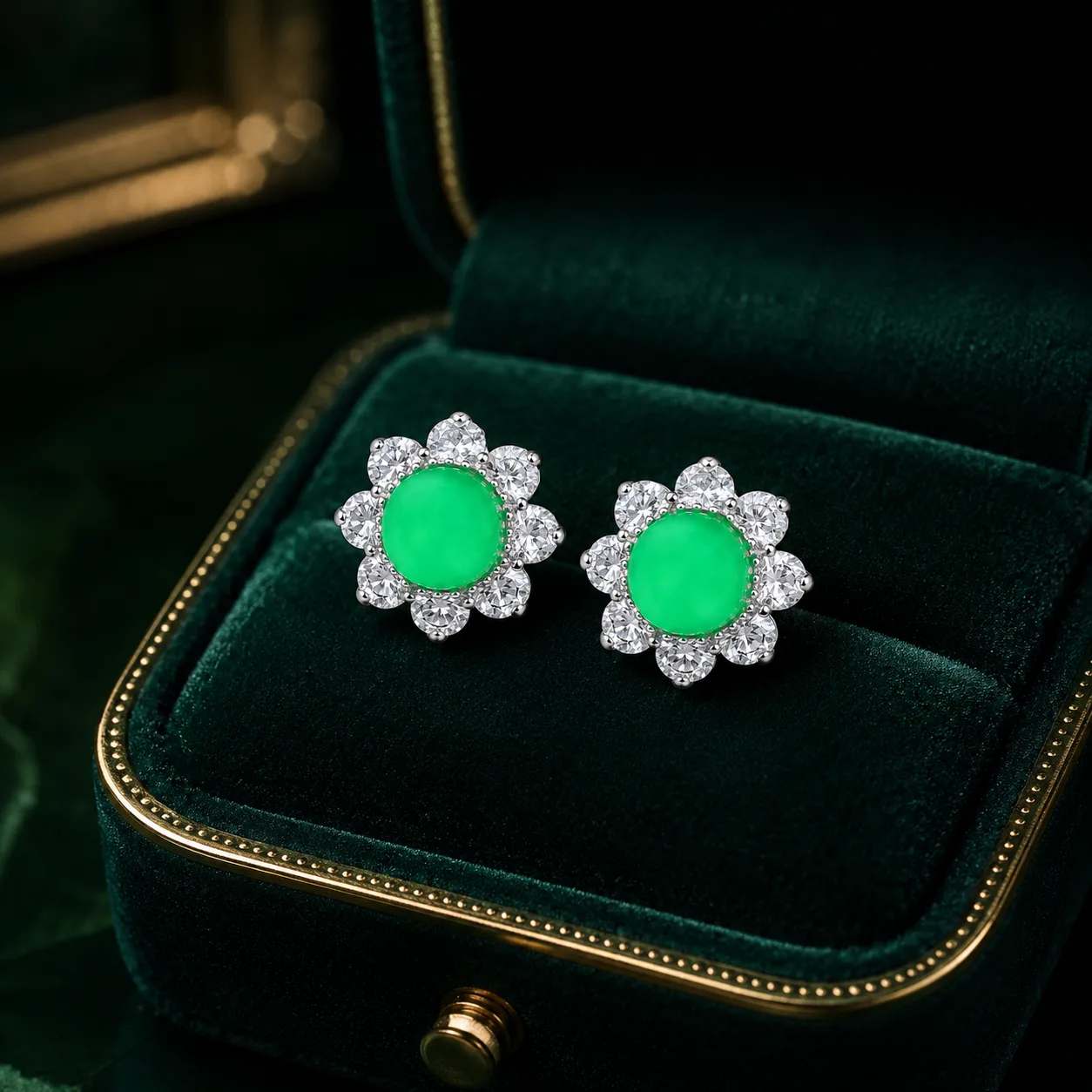 Emerald Earrings with Floral Motifs 5