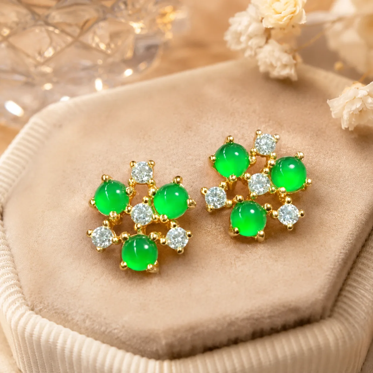 Emerald Earrings with Starry Sparkle 5