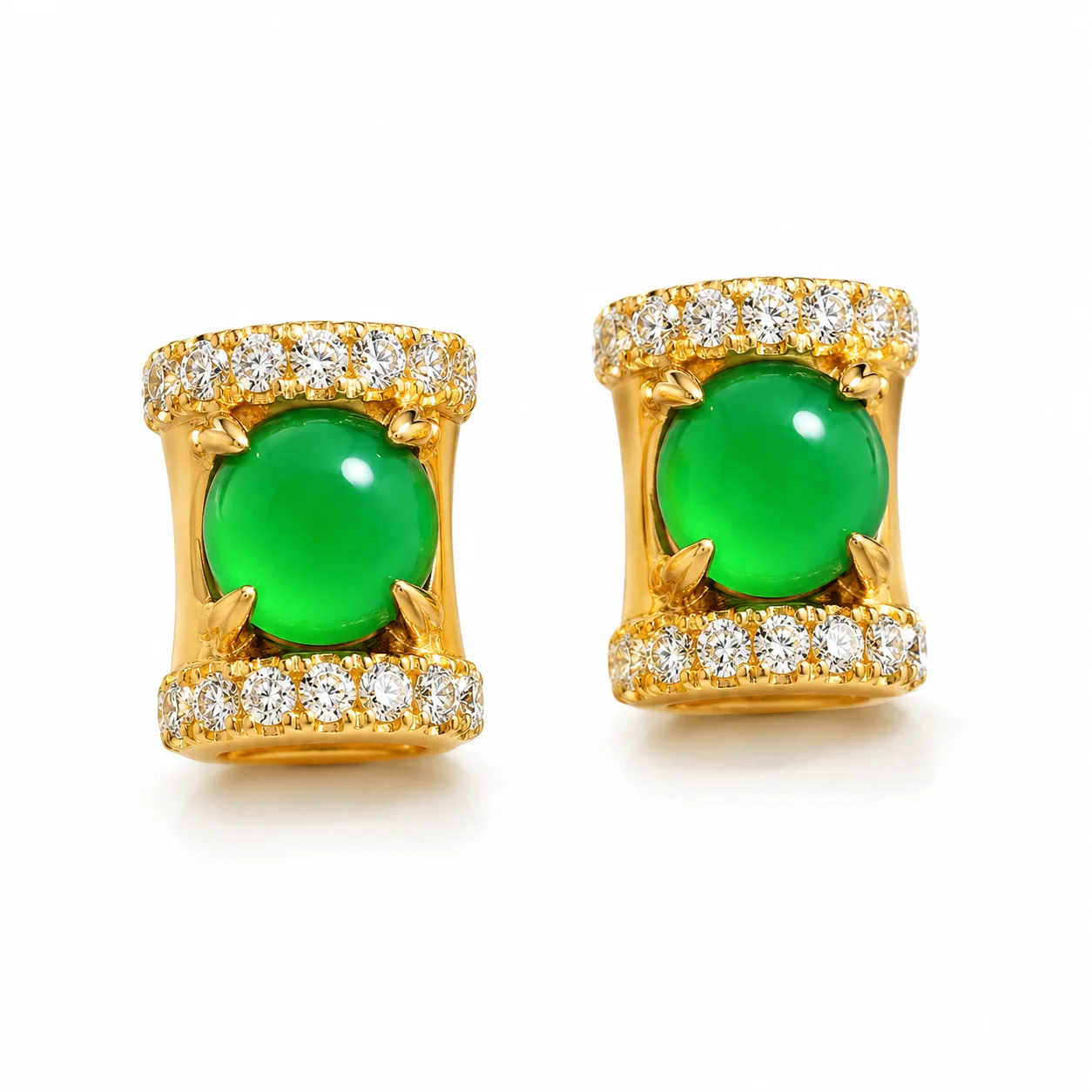Emerald Earrings with Gold Hoops