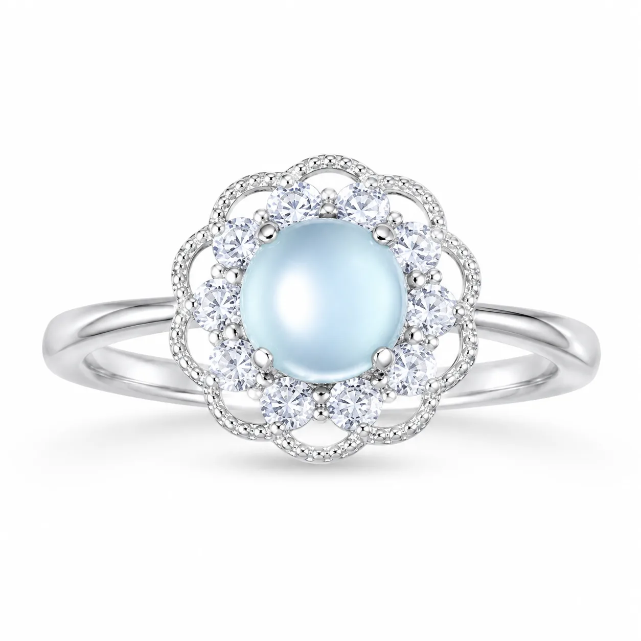 Ice Qing Flower Crown Emerald Ring