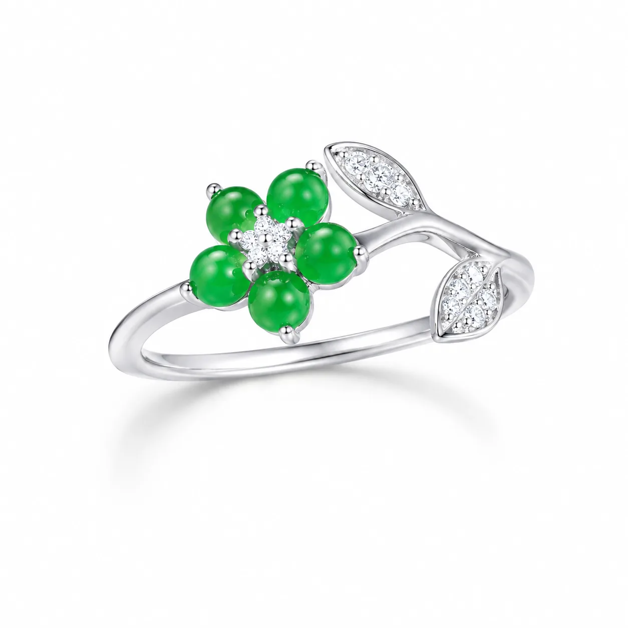Emerald Ring with "Language of Flowers" Design