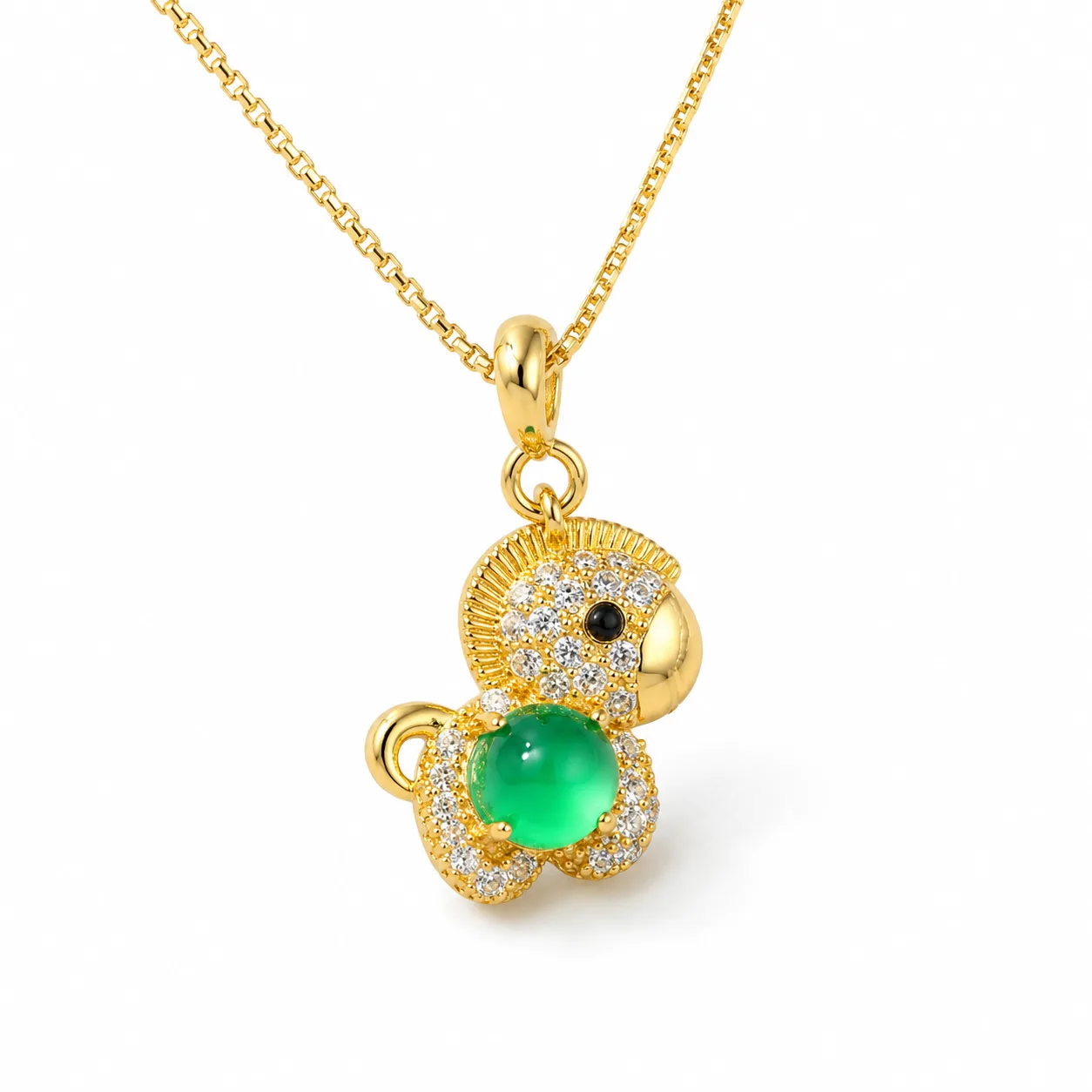Jade Necklace with a Lucky Rabbit Holding a Jadeite Stone
