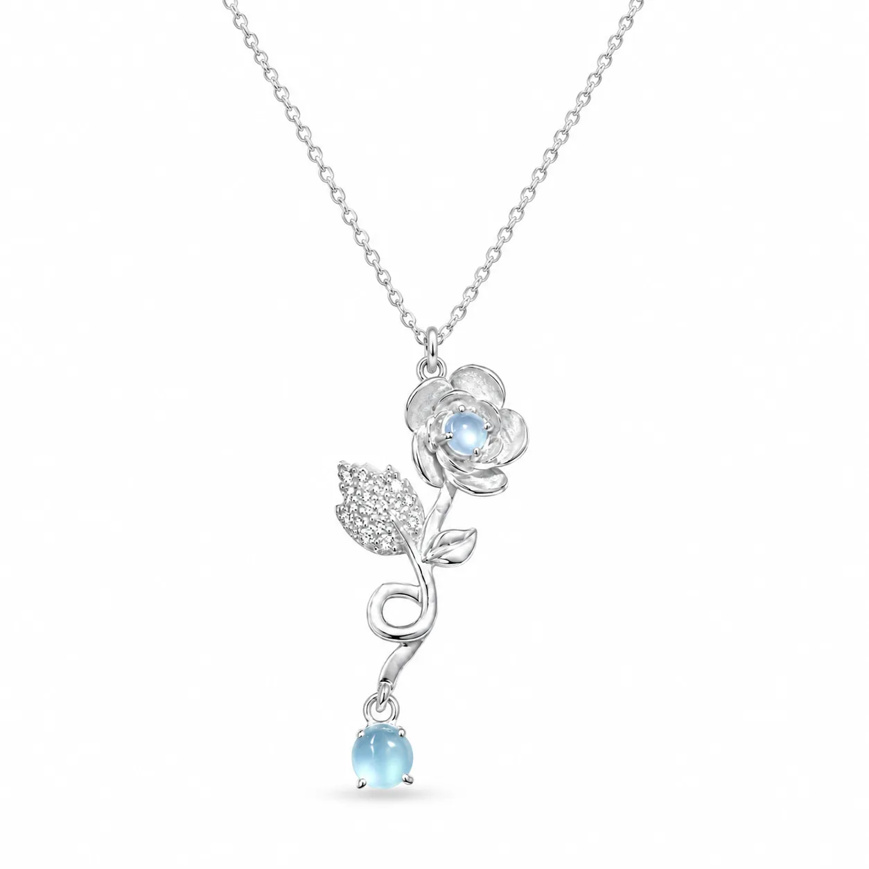 Ice Qing Flower Language Jade Necklace