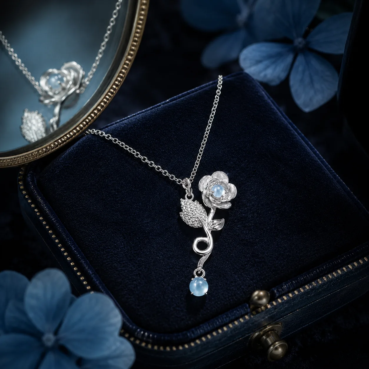 Ice Qing Flower Language Jade Necklace 4
